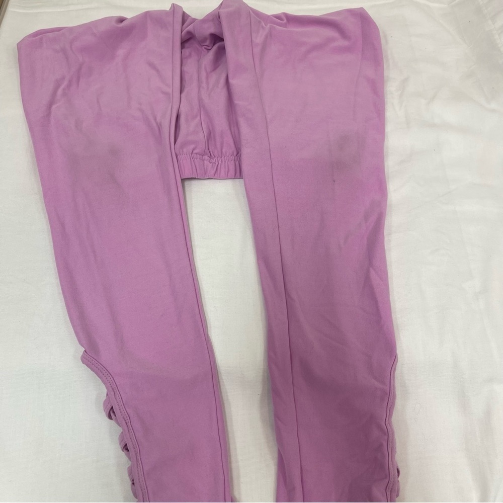 2 Pc No Boundaries Girls Juniors Small Leggings Pink Floral Lot School Play. - Picture 6 of 6